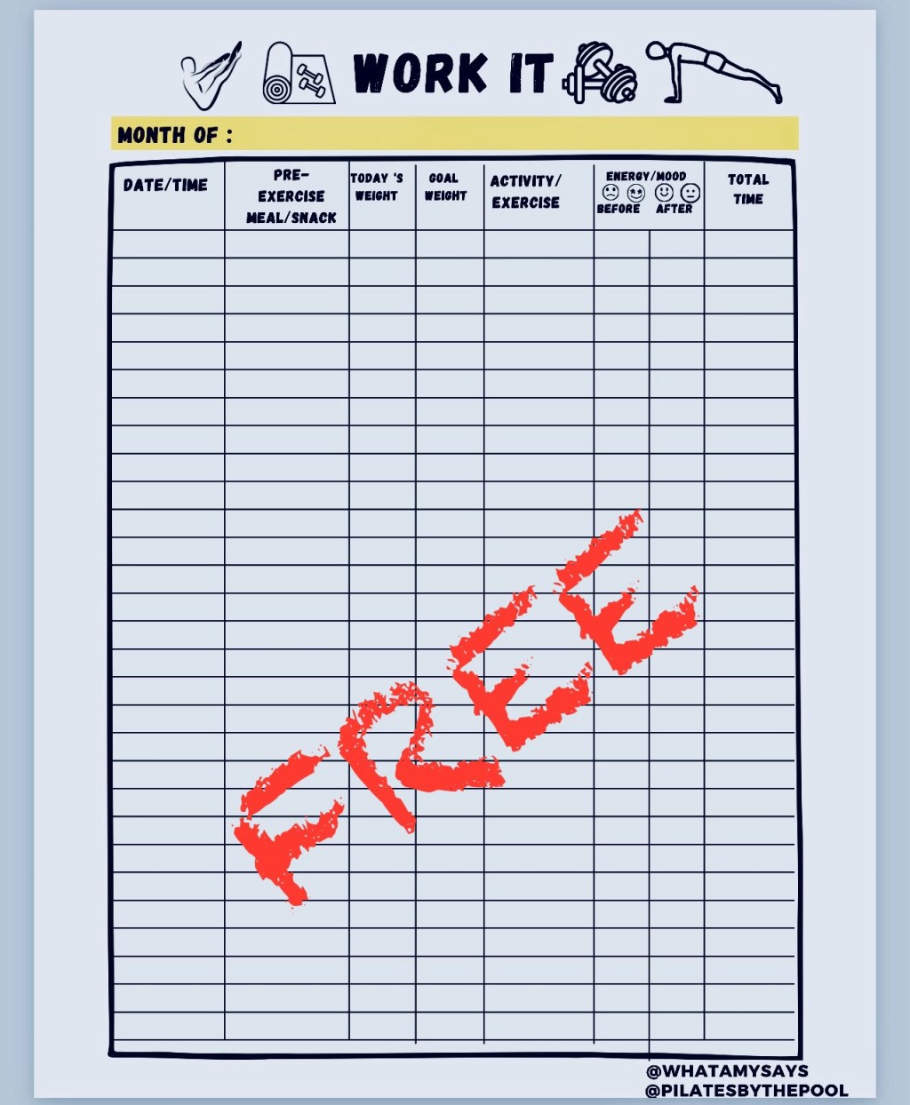 FREE WORKOUT LOG GET IT&nbsp;HERE